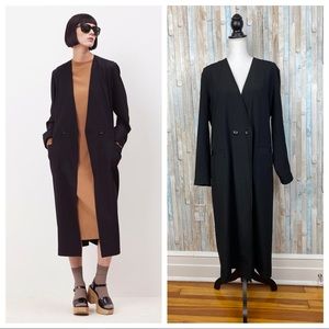 Totokaelo M Black Japanese 100% Virgin Wool Long Ola Jacket Coat Artsy Lagenlook